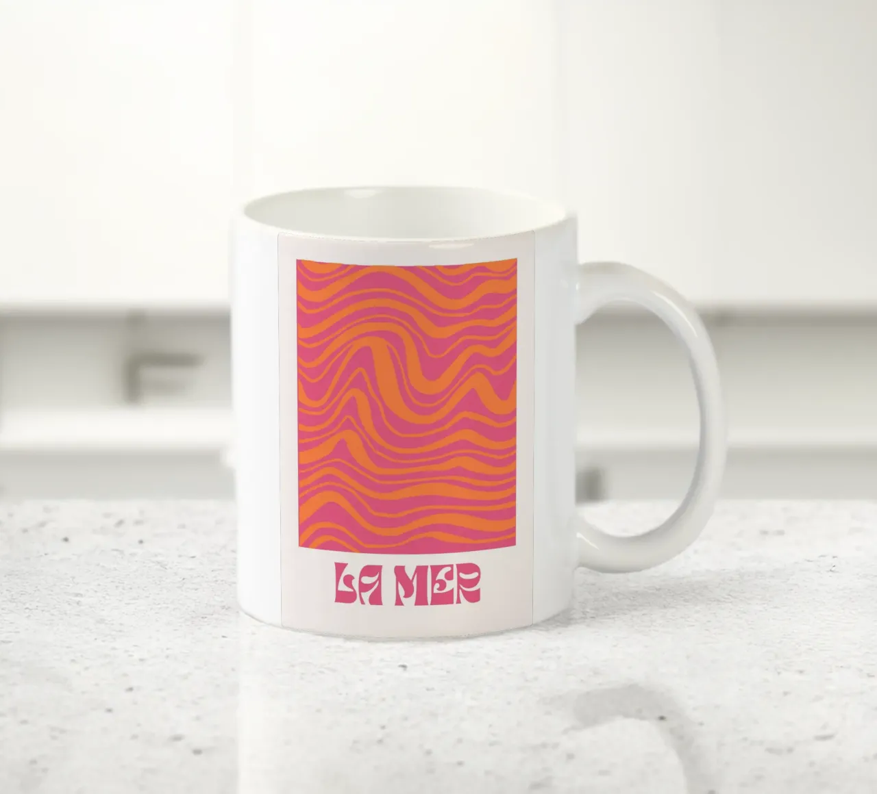 Psychedelisch Roze Vloeibare Werveling Retro Abstract Pop Art keramische mok van NorwesClub