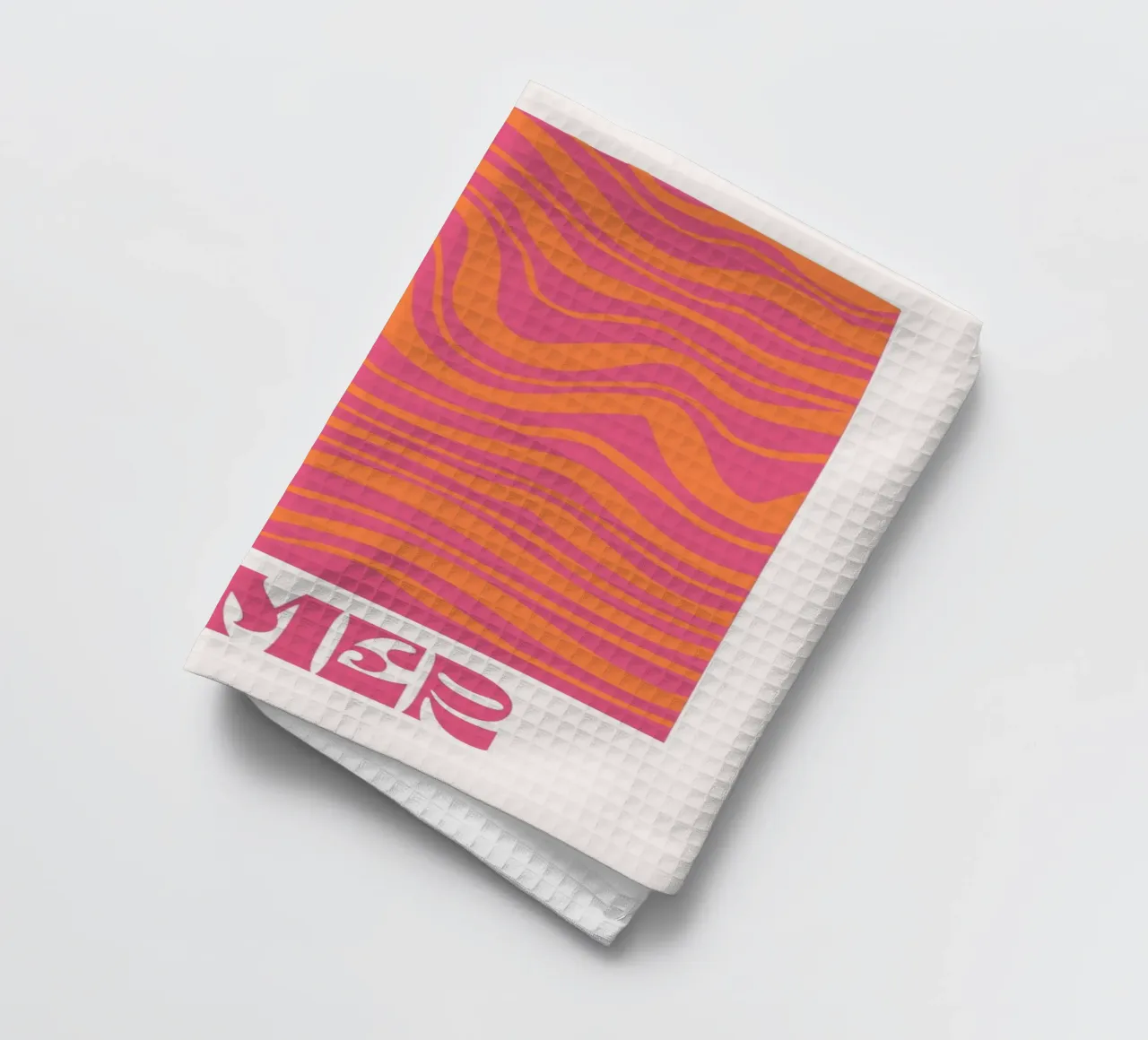 Psychedelisch Roze Vloeibare Werveling Retro Abstract Pop Art theedoek van NorwesClub