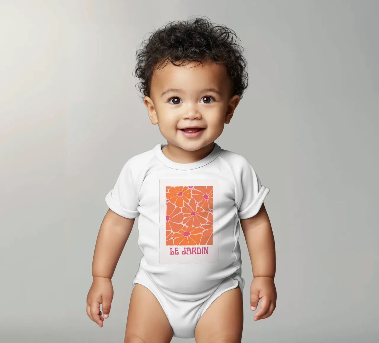 Psychedelic Orange Pink Abstract Geometric Wave Print short-sleeve baby romper by NorwesClub