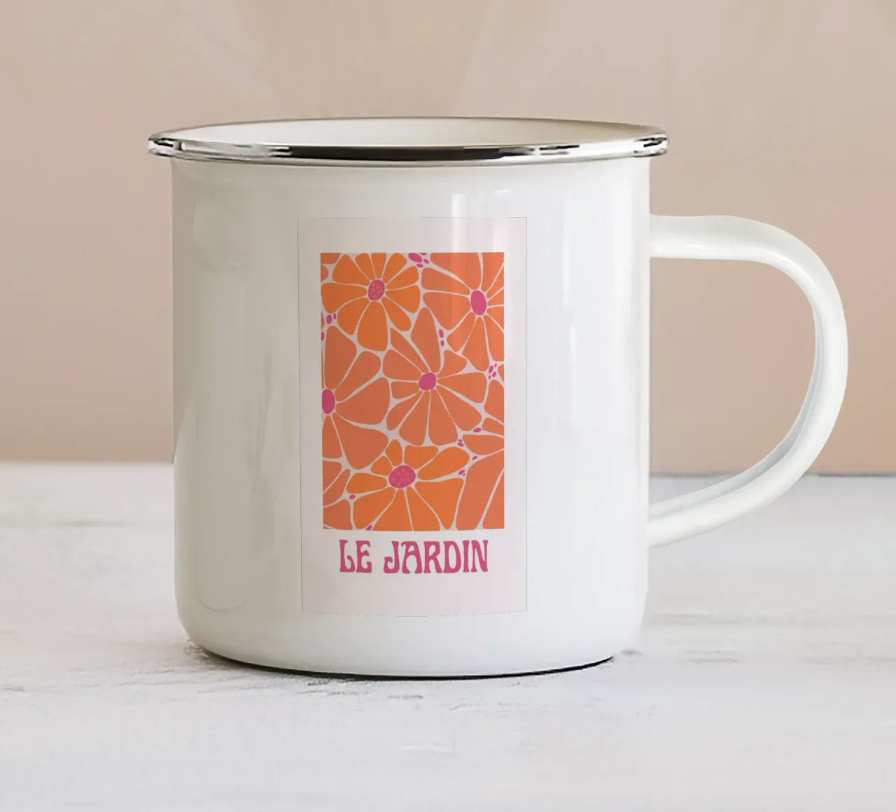 Psichedelico Arancione Rosa Stampa astratta a onde geometriche tazza in smalto da NorwesClub