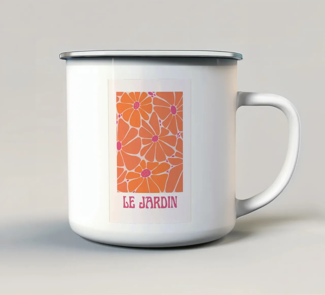 Psichedelico Arancione Rosa Stampa astratta a onde geometriche tazza in smalto da NorwesClub