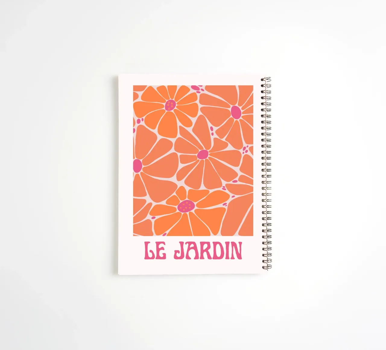 Psychedelic Orange Pink Abstract Geometric Wave Print spiral notebook by NorwesClub