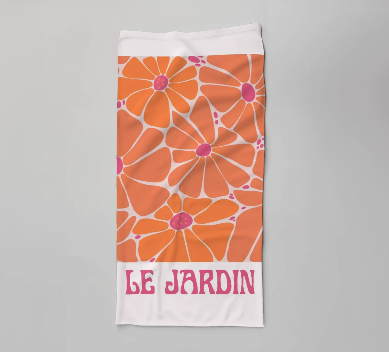 Psychedelic Orange Pink Abstract Geometric Wave Print towel by NorwesClub