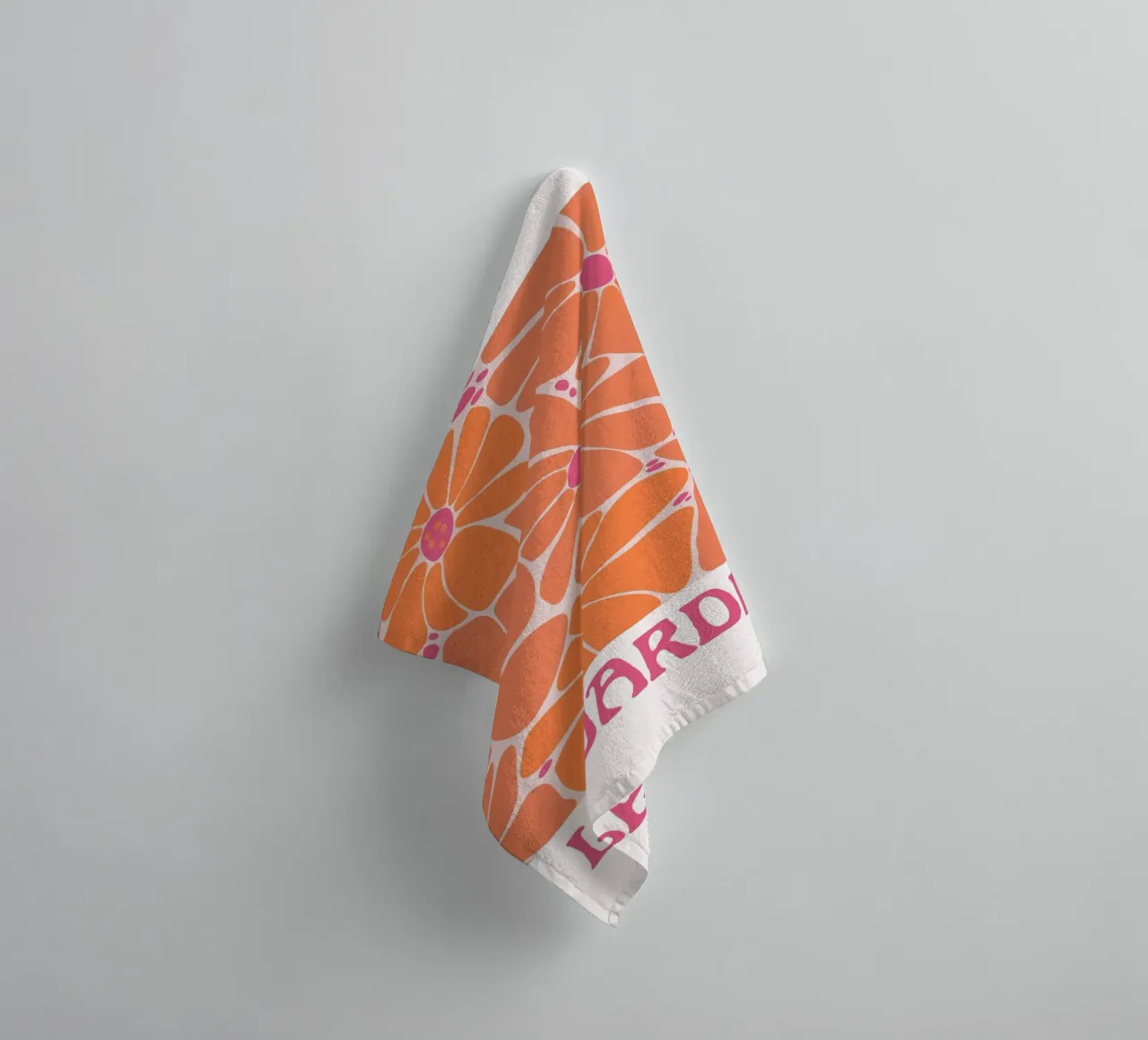 Psychedelic Orange Pink Abstract Geometric Wave Print towel by NorwesClub