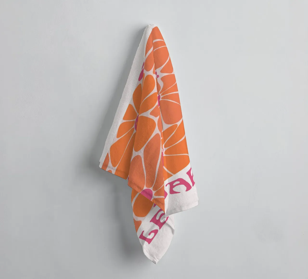 Psychedelic Orange Pink Abstract Geometric Wave Print towel by NorwesClub