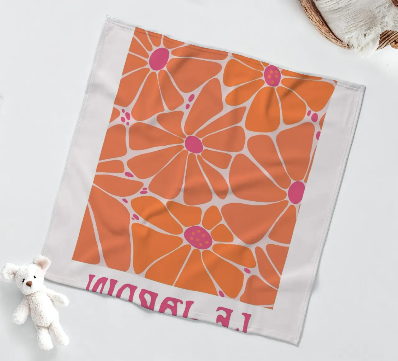 Psichedelico Arancione Rosa Stampa astratta a onde geometriche coperta in pile da NorwesClub
