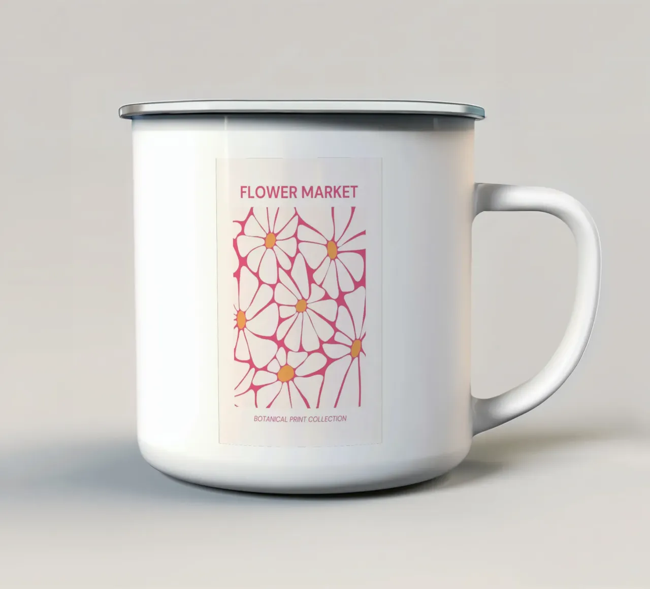 Retro abstracte bladeren Botanische kunstdruk emaille mok van NorwesClub