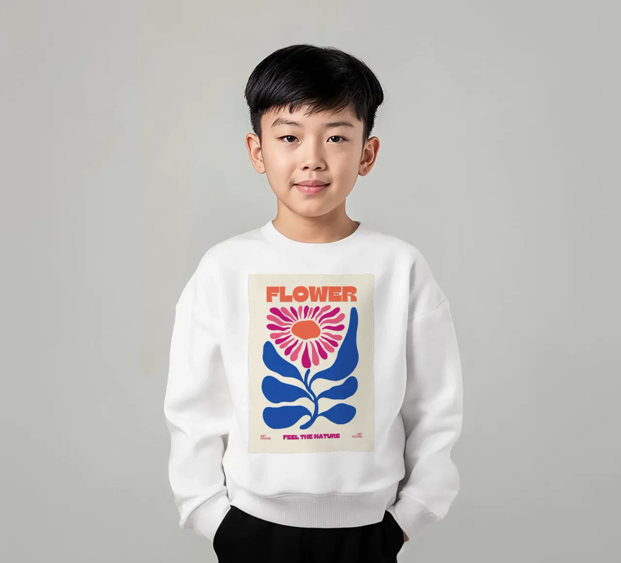 Psychedelic Flower Power Retro Floral 60s Pop Art Print kids sweatshirt by NorwesClub