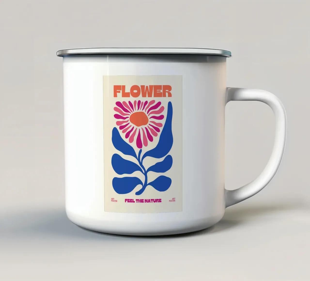 Psychedelische Flower Power Retro Bloemen 60s Pop Art Print emaille mok van NorwesClub
