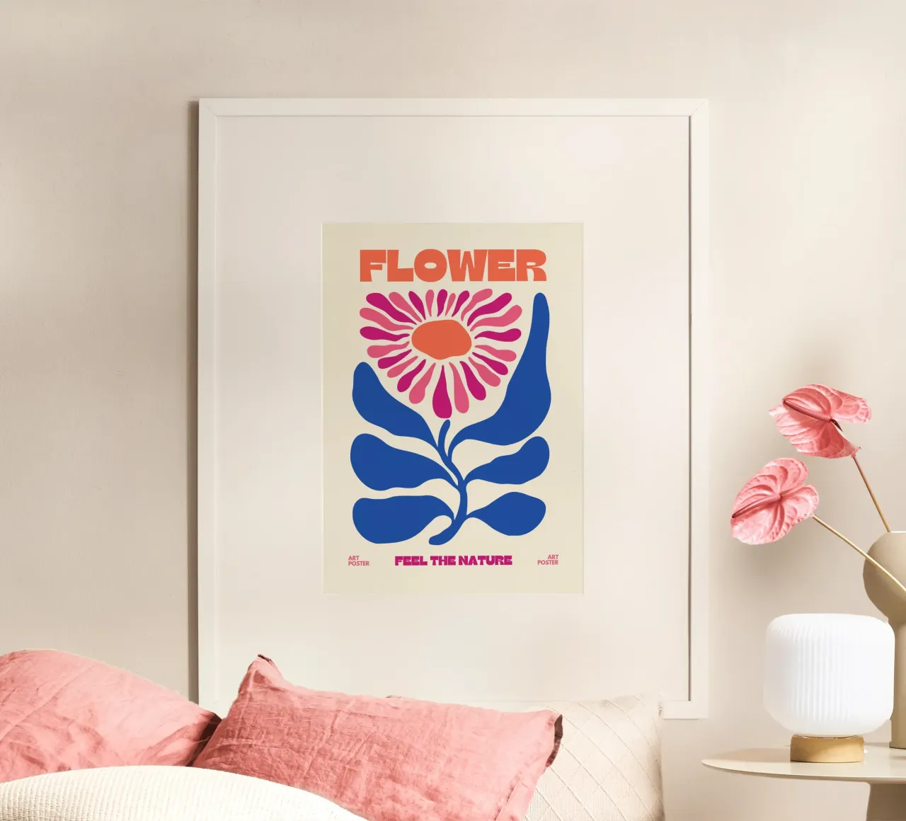 Psychedelic Flower Power Retro Floral 60s Pop Art Print poster de NorwesClub