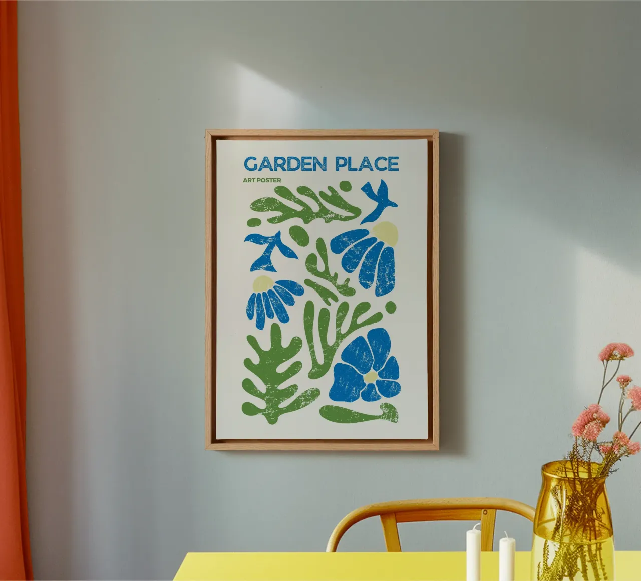 Botros Zaki Abstracte Bloemen Tuin Papierknipsel Kunstdruk canvas met Baklijst van NorwesClub