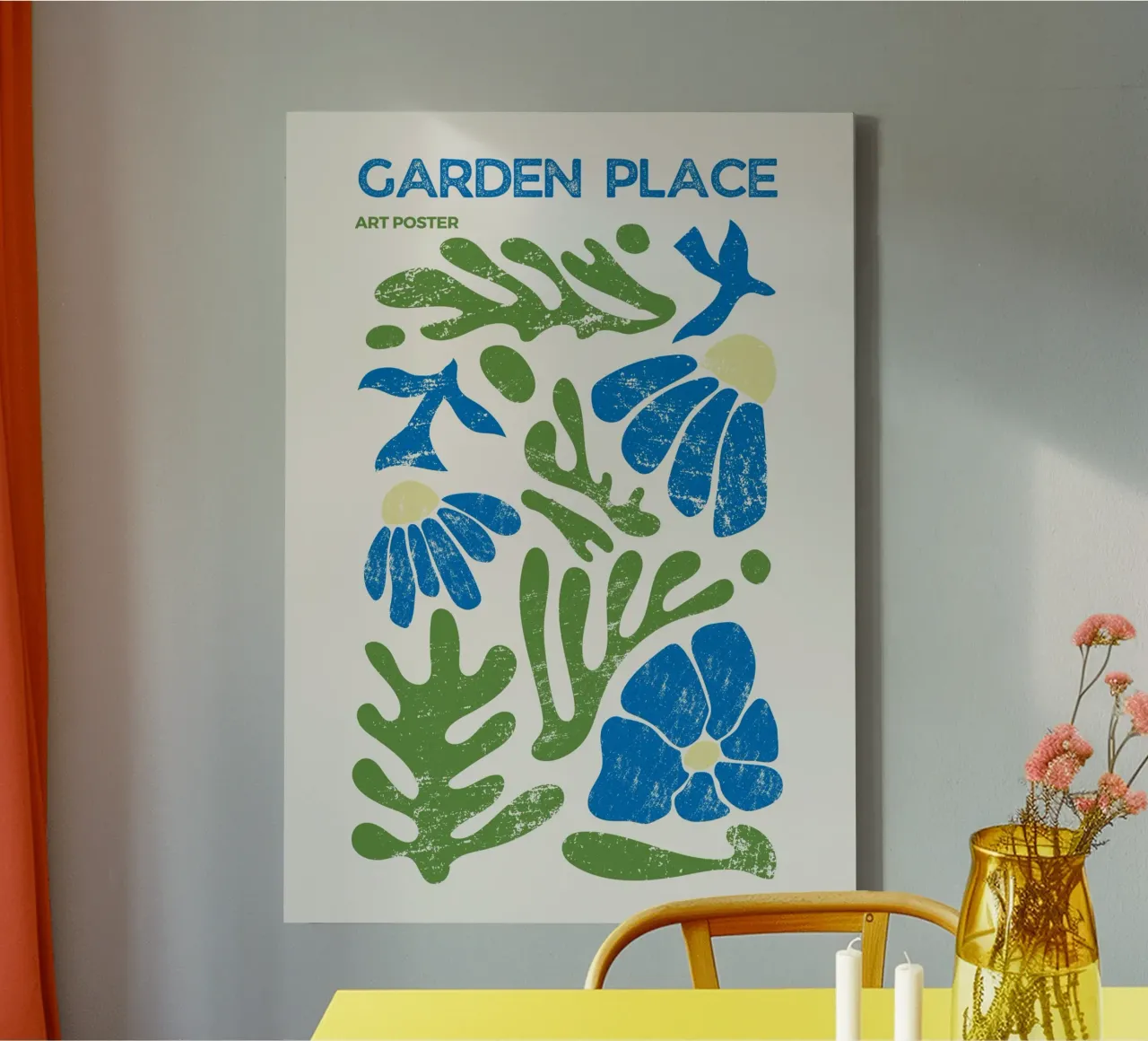 Botros Zaki Abstracte Bloemen Tuin Papierknipsel Kunstdruk canvas met Baklijst van NorwesClub