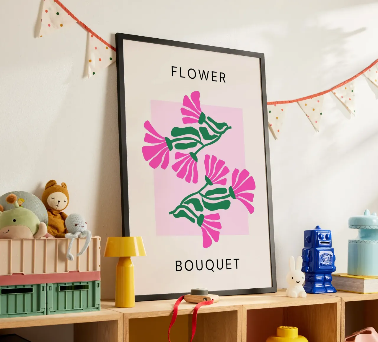 Stampa pop art astratta psichedelica Blob Flower Groovy poster con telaio in plastica da NorwesClub