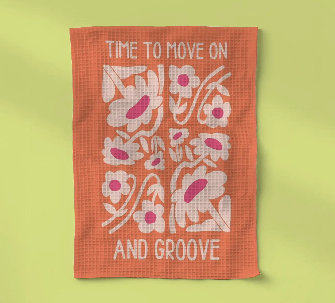 "Time To Move On" Psychédélique Rétro Groovy Sun Pop Art torchon de NorwesClub