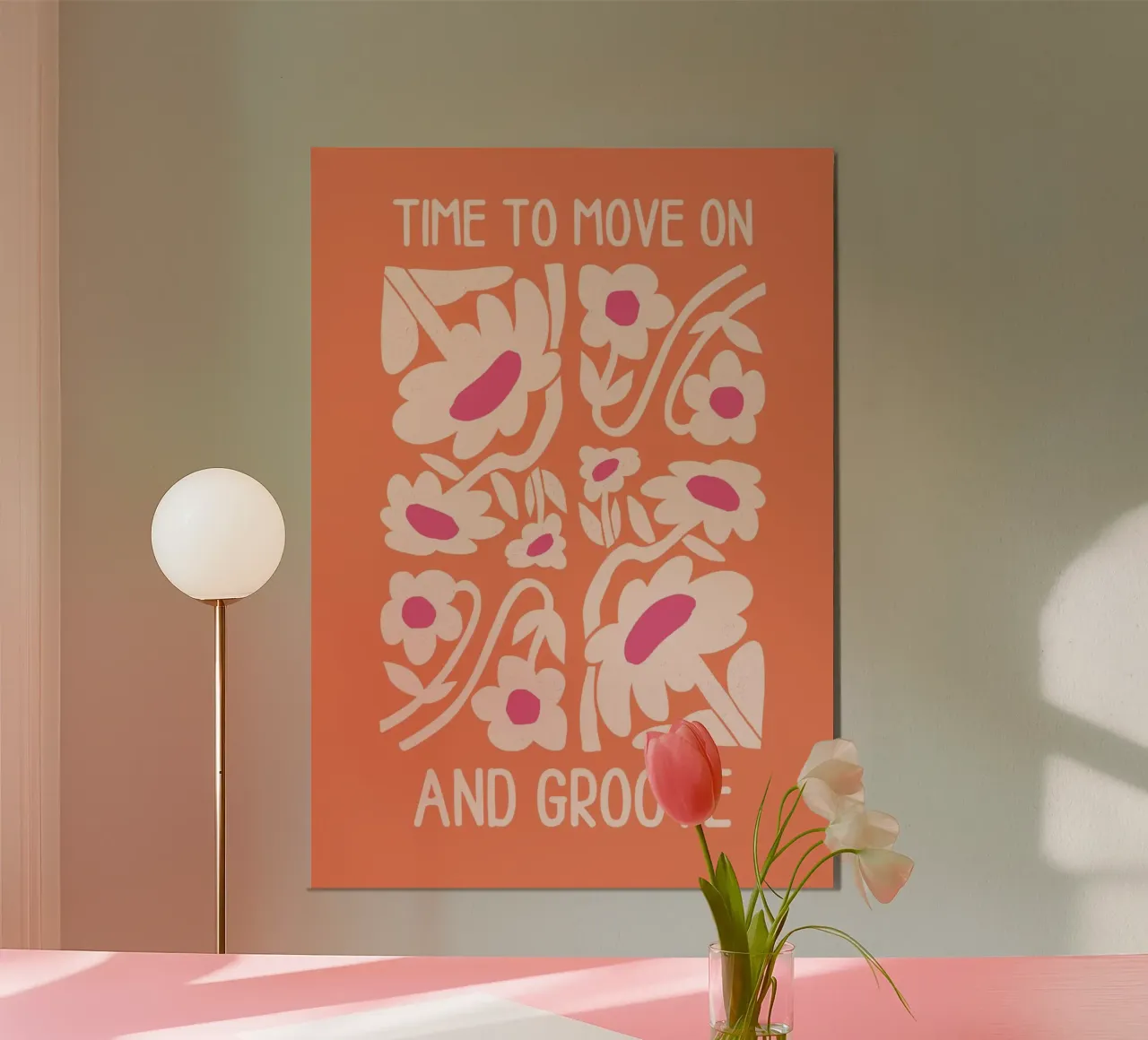 "Time To Move On" Psicodélico Retro Groovy Sun Pop Art hahnemühle de NorwesClub