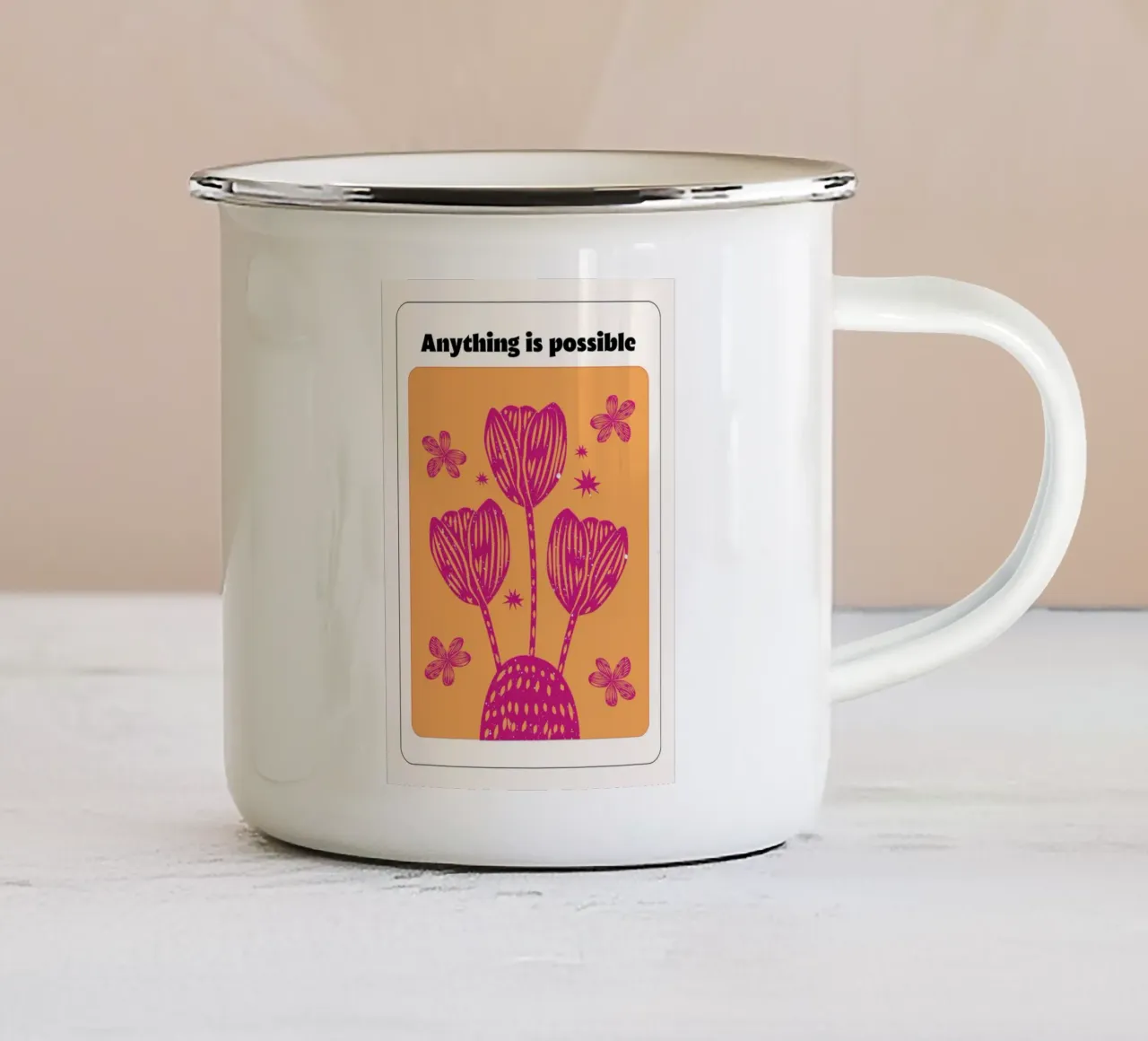 Pop Art psichedelica di affermazione retrò "Anything Is Possible" (Tutto è possibile) tazza in smalto da NorwesClub