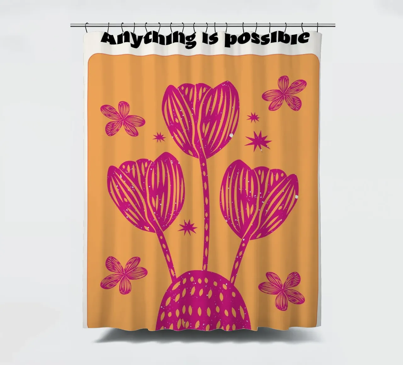 "Anything Is Possible" Psychedelic Retro Affirmation Pop Art shower curtain by NorwesClub
