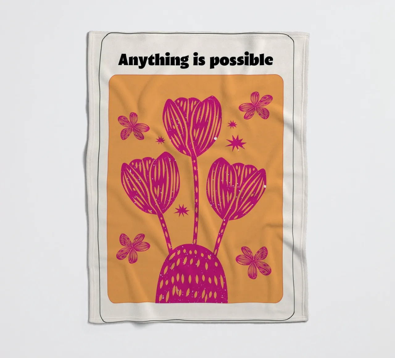 "Anything Is Possible" Psychedelic Retro Affirmation Pop Art fleece blanket by NorwesClub
