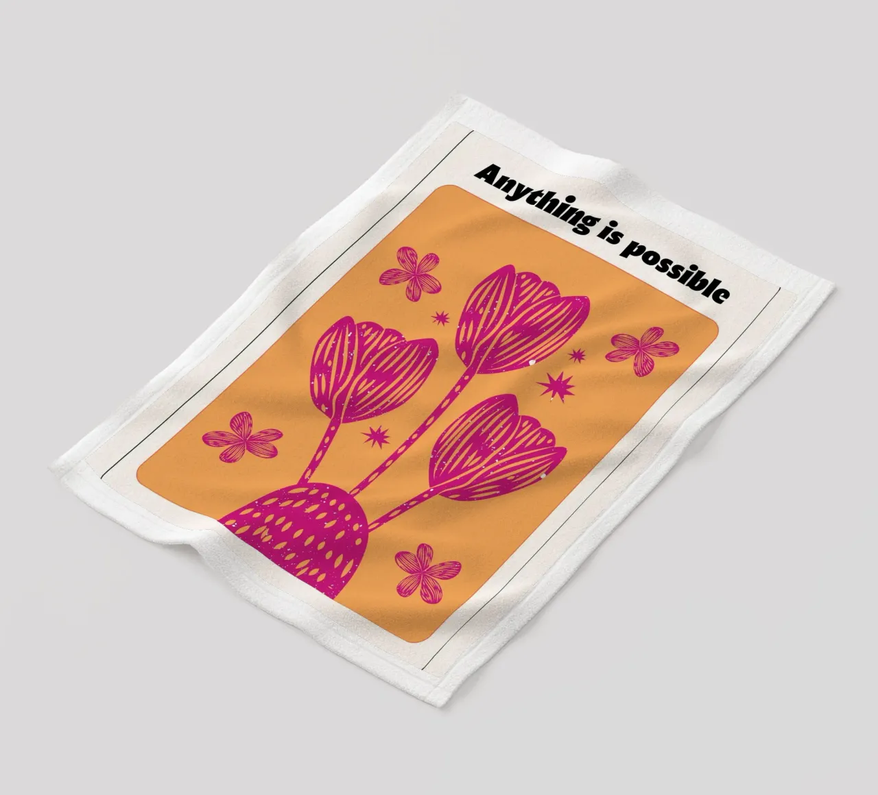 "Anything Is Possible" Psychedelic Retro Affirmation Pop Art fleece blanket by NorwesClub