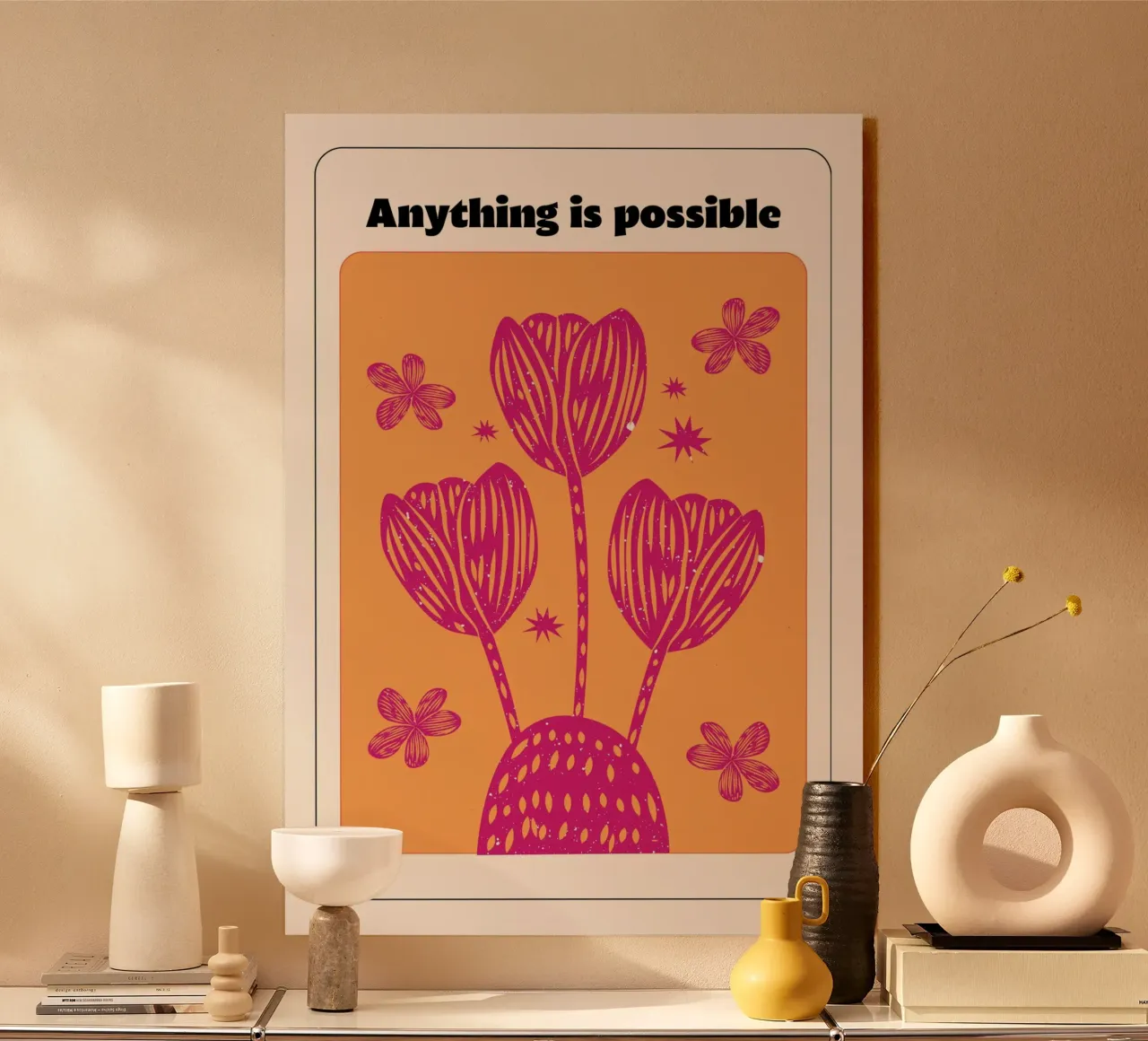 Pop Art psichedelica di affermazione retrò "Anything Is Possible" (Tutto è possibile) plexiglass da NorwesClub