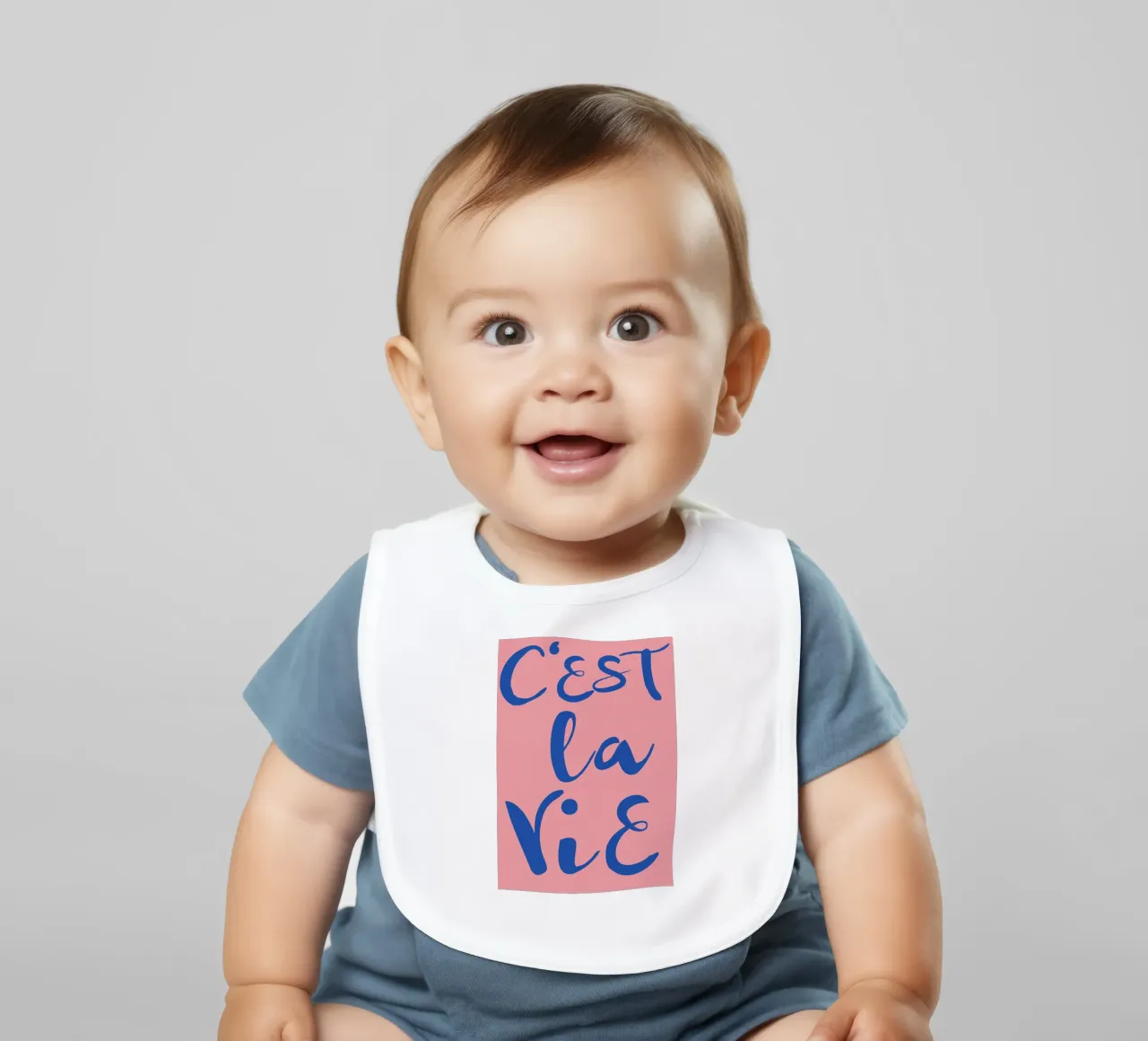 "C'est La Vie" Retro Psychedelic Abstract Pop Art Print baby bib by NorwesClub