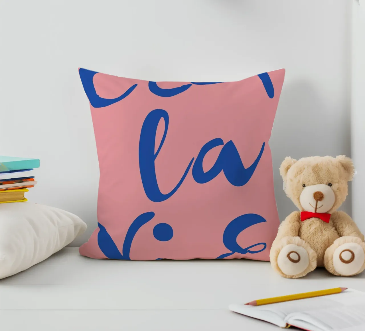 "C'est La Vie" Retro Psychedelic Abstract Pop Art Print decorative cushion by NorwesClub