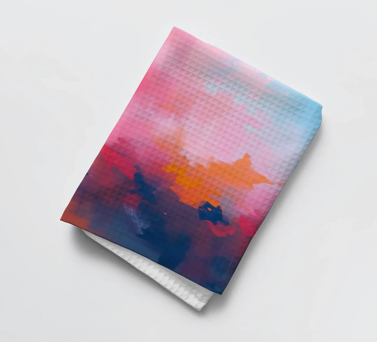 abstract kunstwerk in levendige tinten die de essentie vastleggen theedoek van DesignDoodle