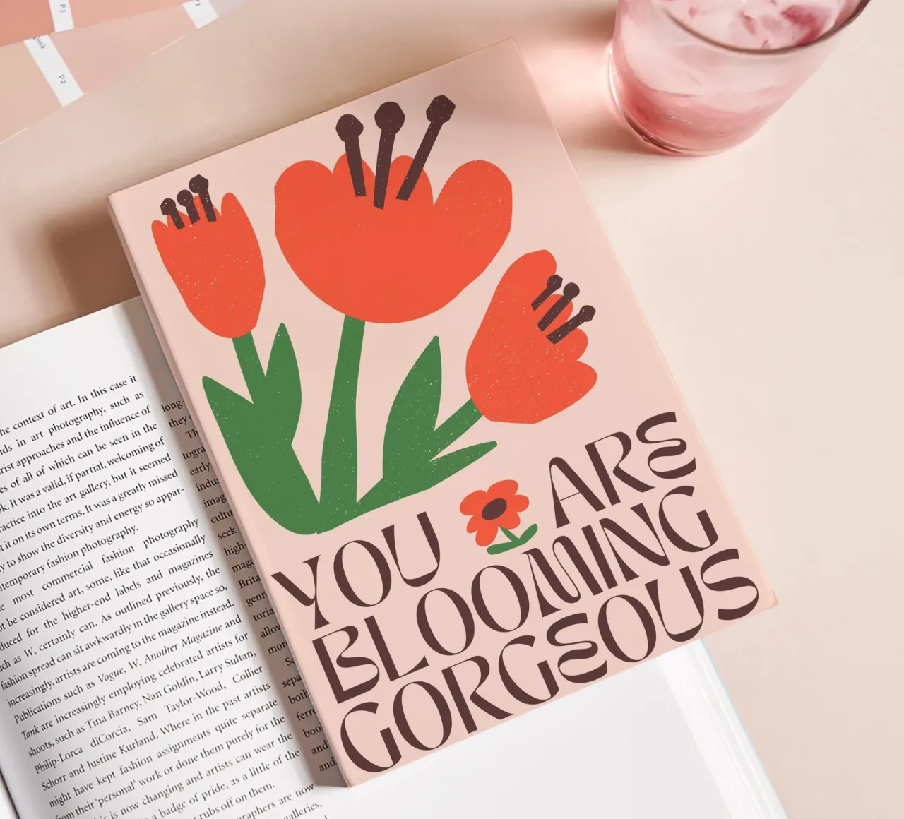 "Blooming Gorgeous" Retro Valentine's Floral Pop Art Print notebook by NorwesClub