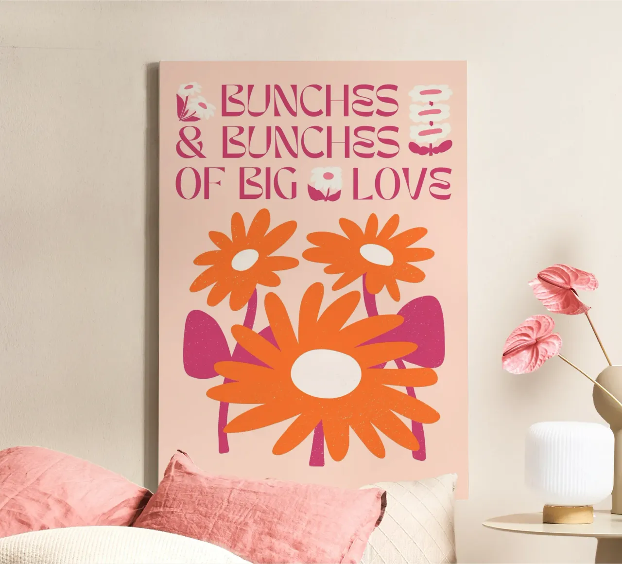 "Grappoli di grande amore" Pop Art retrò di San Valentino con cuore rosa tela con Cornice a cassetta da NorwesClub