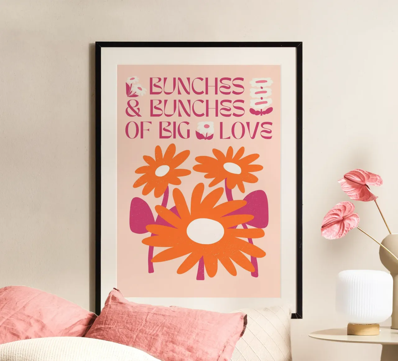 "Grappoli di grande amore" Pop Art retrò di San Valentino con cuore rosa poster da NorwesClub