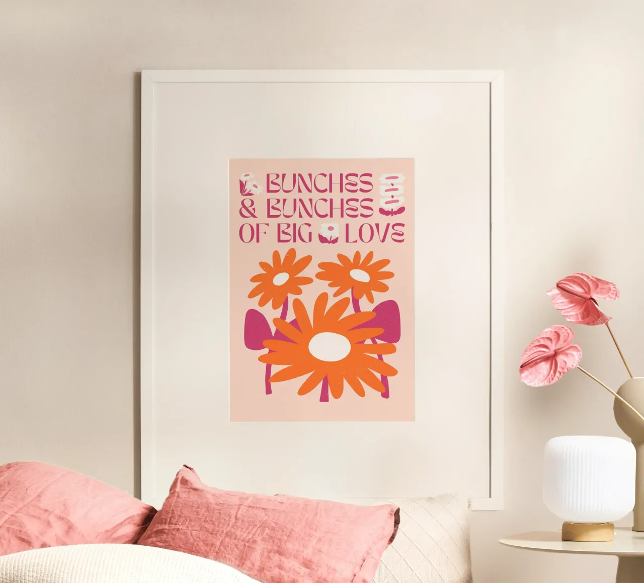 "Grappoli di grande amore" Pop Art retrò di San Valentino con cuore rosa poster da NorwesClub