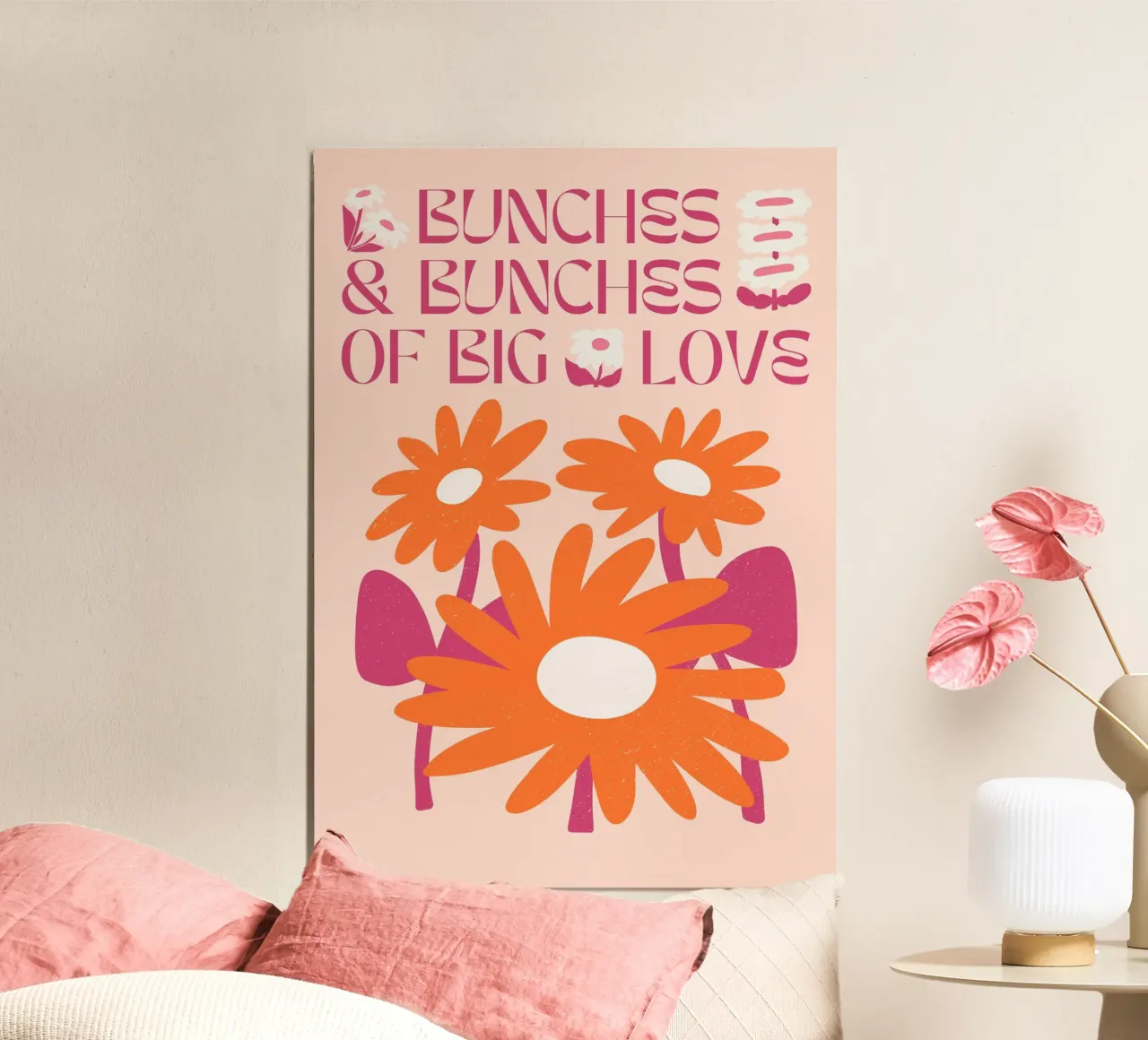 "Grappoli di grande amore" Pop Art retrò di San Valentino con cuore rosa poster da NorwesClub