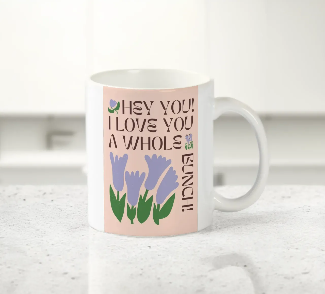 "Amore" Retro Floral Pink Tulip Pop Art Natura morta tazza in ceramica da NorwesClub