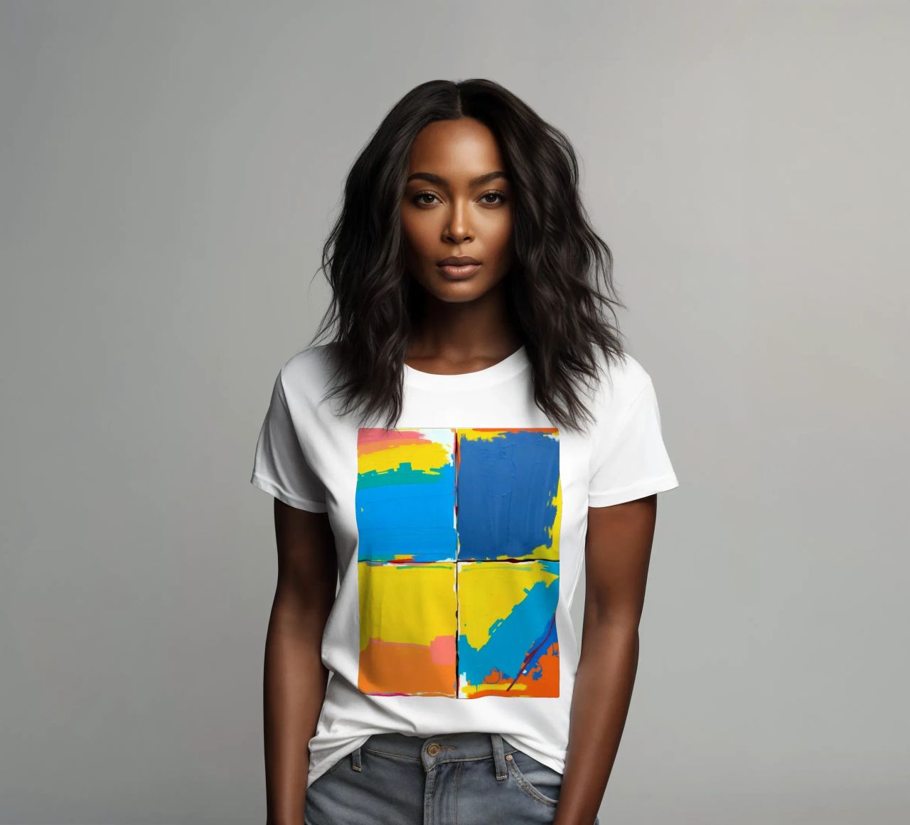 abstrakte Malerei mit kräftigen Pinselstrichen Frauen T-Shirt von DesignDoodle