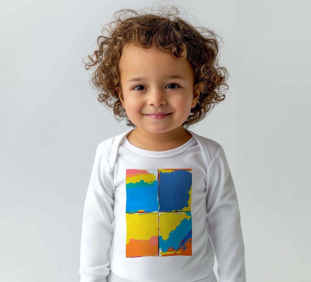 abstrakte Malerei mit kräftigen Pinselstrichen Langarm Babybody von DesignDoodle