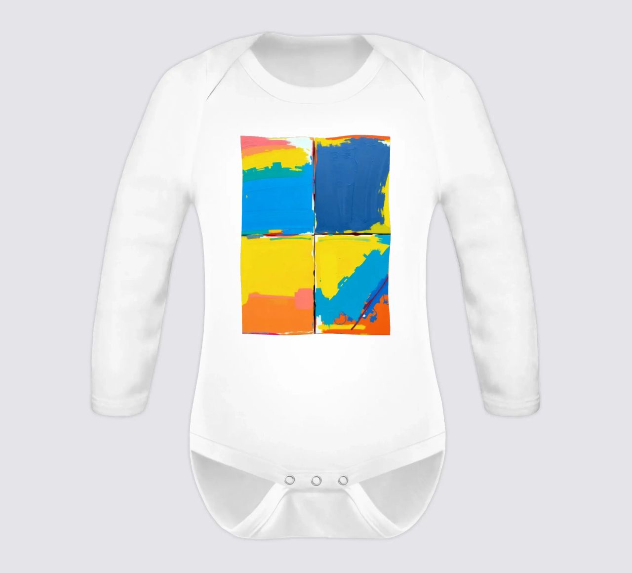 abstrakte Malerei mit kräftigen Pinselstrichen Langarm Babybody von DesignDoodle