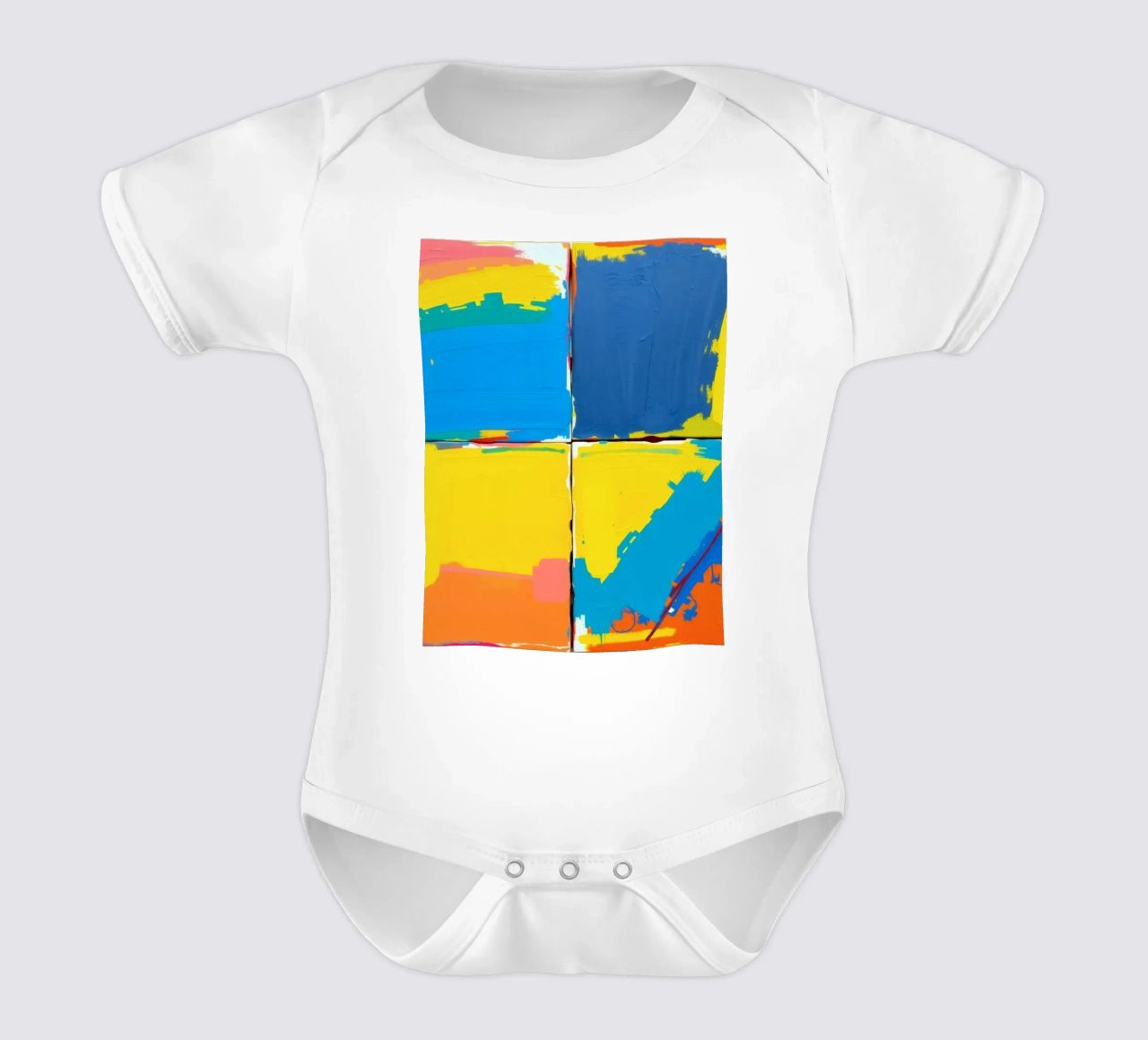 abstrakte Malerei mit kräftigen Pinselstrichen Kurzarm Babybody von DesignDoodle