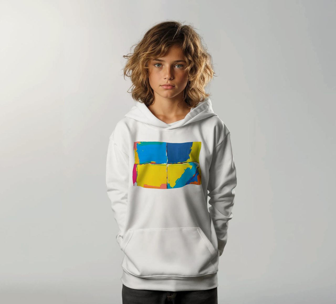 abstrakte Malerei mit kräftigen Pinselstrichen Kinder Hoodie von DesignDoodle
