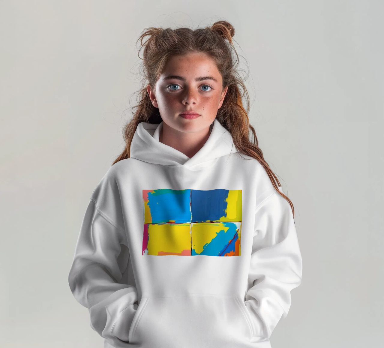 abstrakte Malerei mit kräftigen Pinselstrichen Kinder Hoodie von DesignDoodle