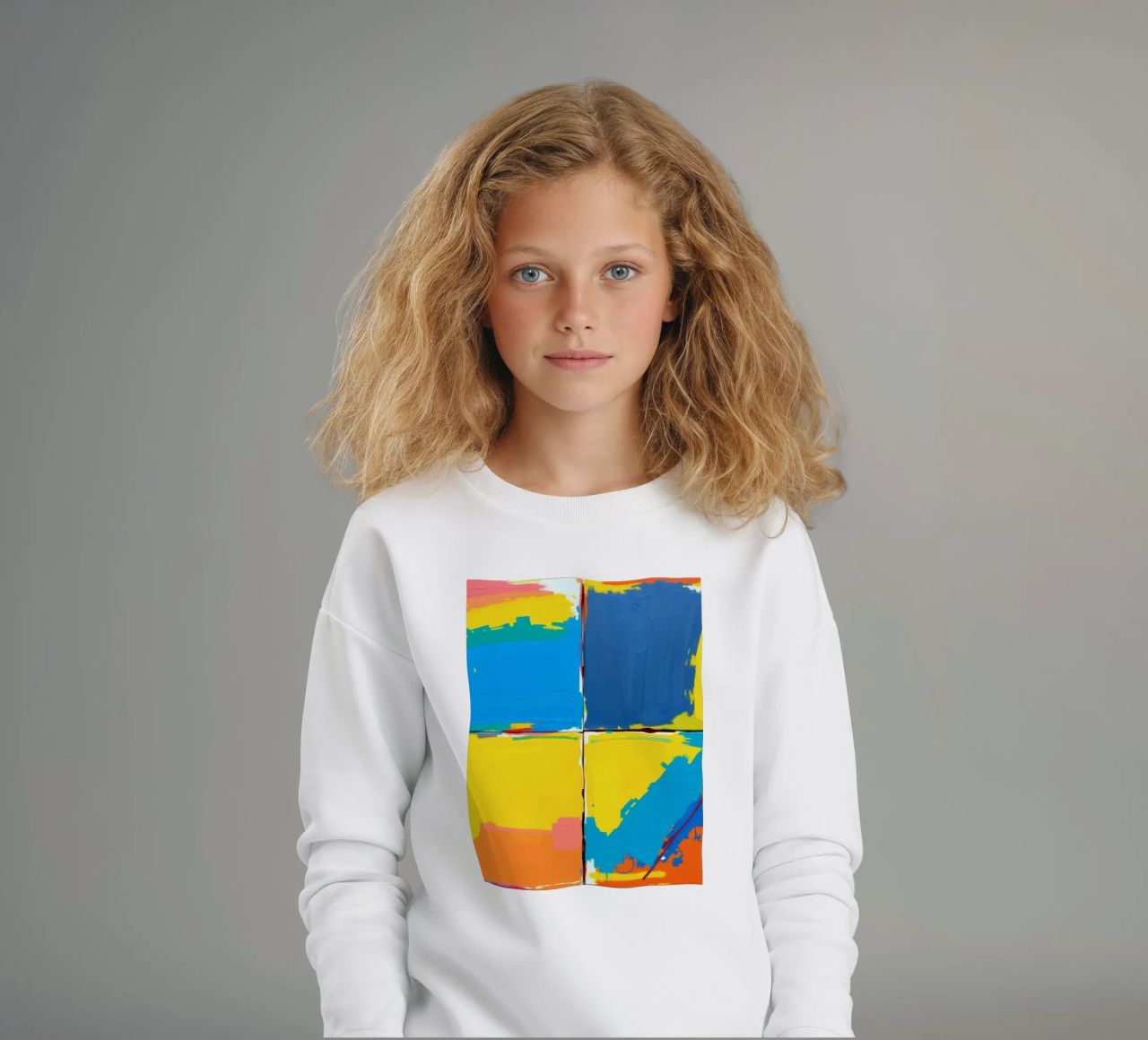 abstrakte Malerei mit kräftigen Pinselstrichen Kinder Sweatshirt von DesignDoodle
