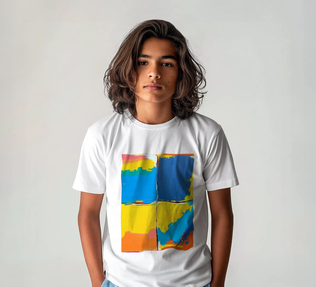 abstrakte Malerei mit kräftigen Pinselstrichen Kinder T-Shirt von DesignDoodle