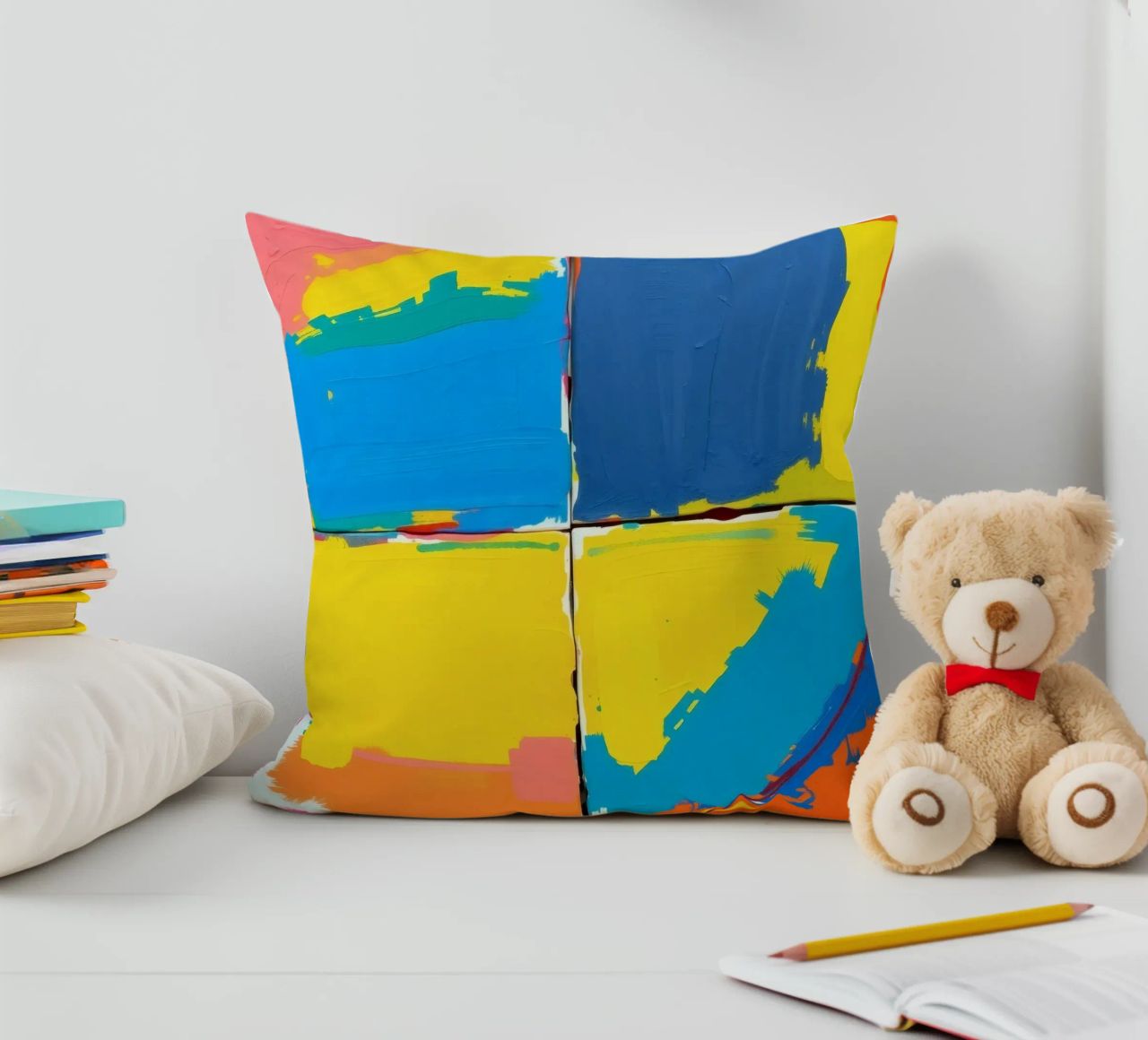 abstrakte Malerei mit kräftigen Pinselstrichen Kissen von DesignDoodle