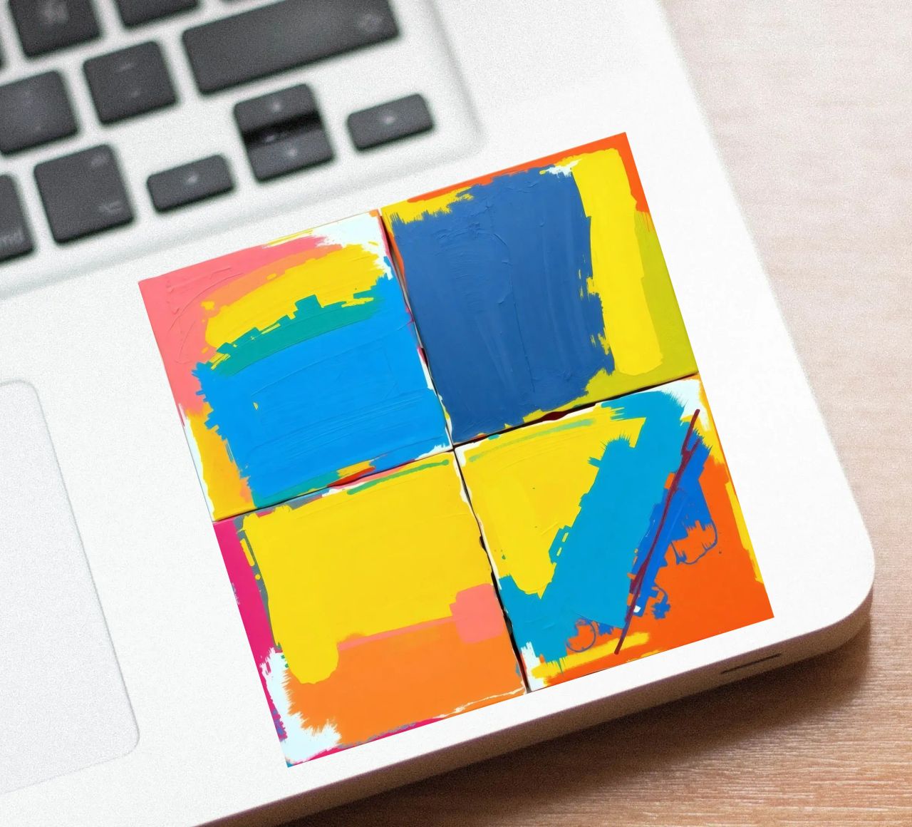 abstrakte Malerei mit kräftigen Pinselstrichen Sticker von DesignDoodle