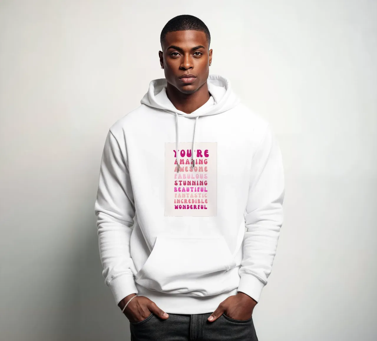 Affermazione retrò "You Are Super Amazing" Pop Art rosa felpa con cappuccio da NorwesClub