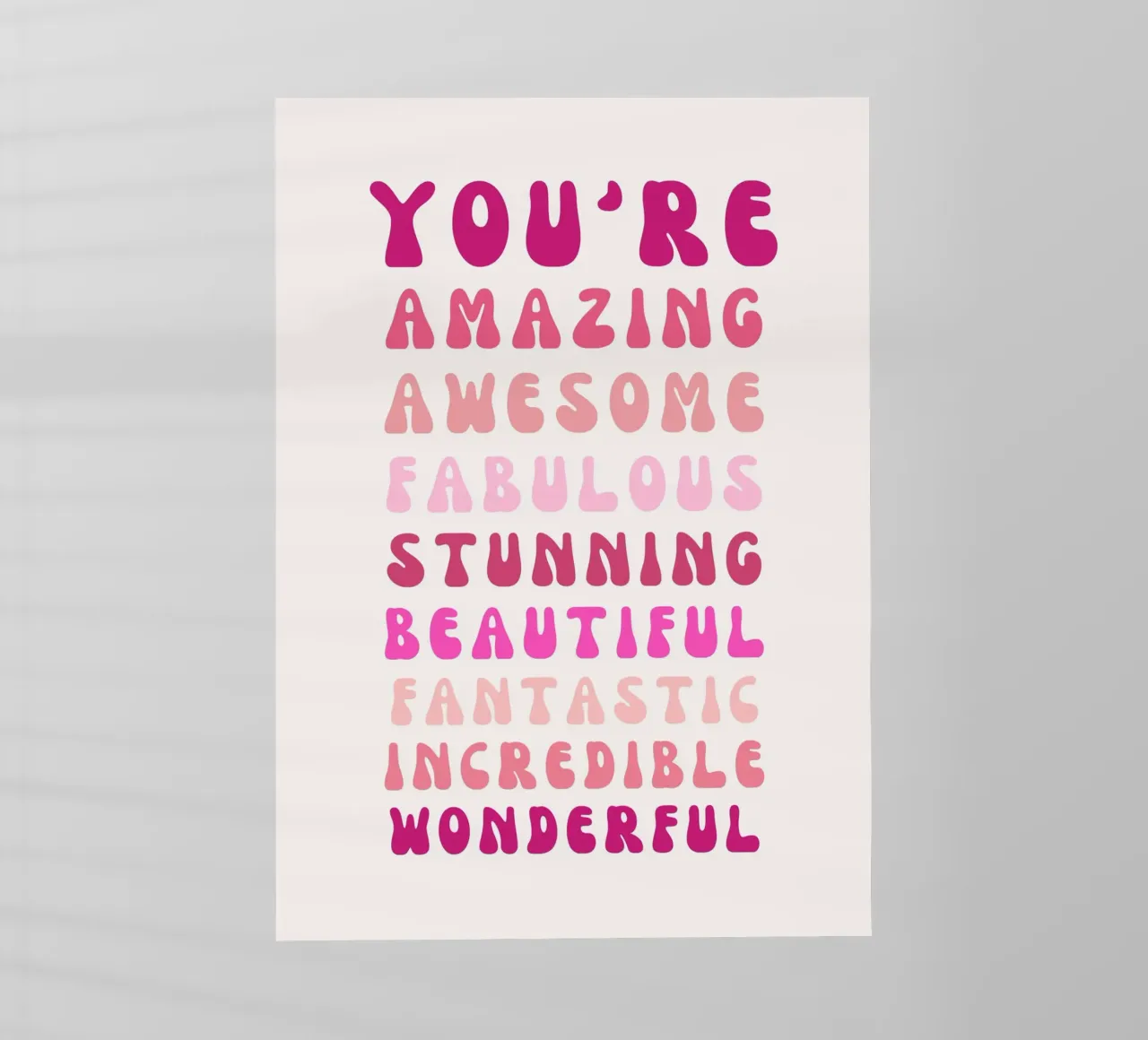 Affermazione retrò "You Are Super Amazing" Pop Art rosa pellicola backlit da NorwesClub