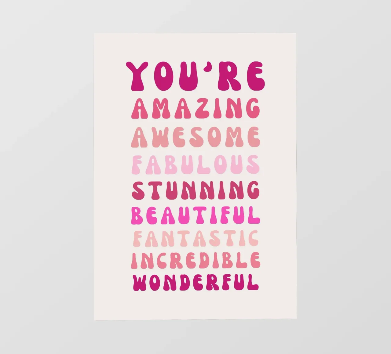 Affermazione retrò "You Are Super Amazing" Pop Art rosa telo in pvc da NorwesClub