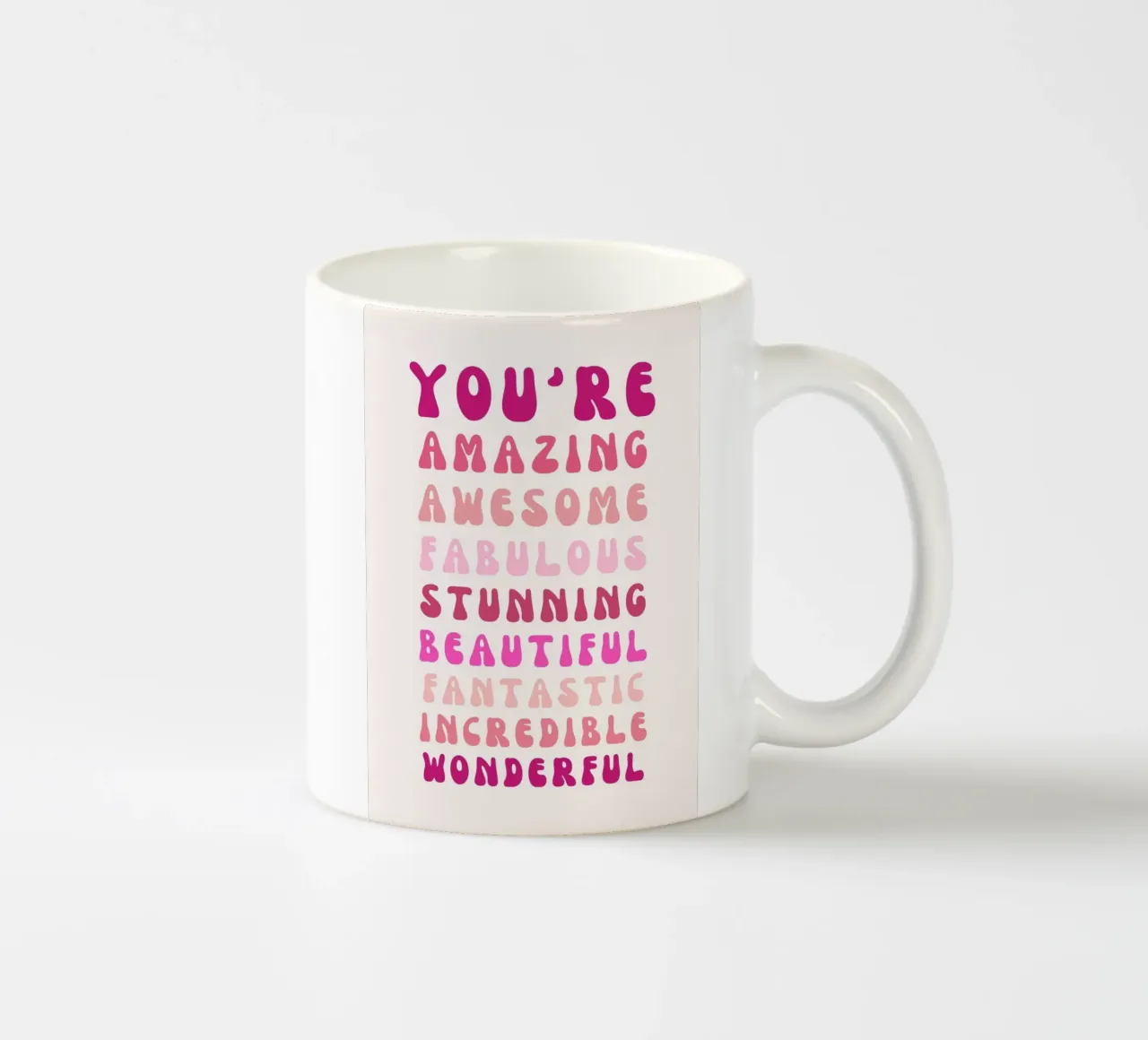 Affermazione retrò "You Are Super Amazing" Pop Art rosa tazza in ceramica da NorwesClub