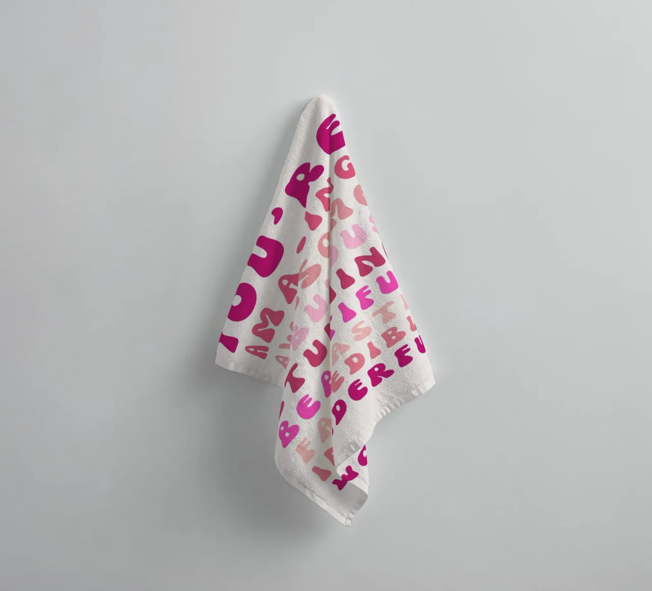 "You Are Super Amazing" Retro Affirmation Pink Pop Art towel by NorwesClub