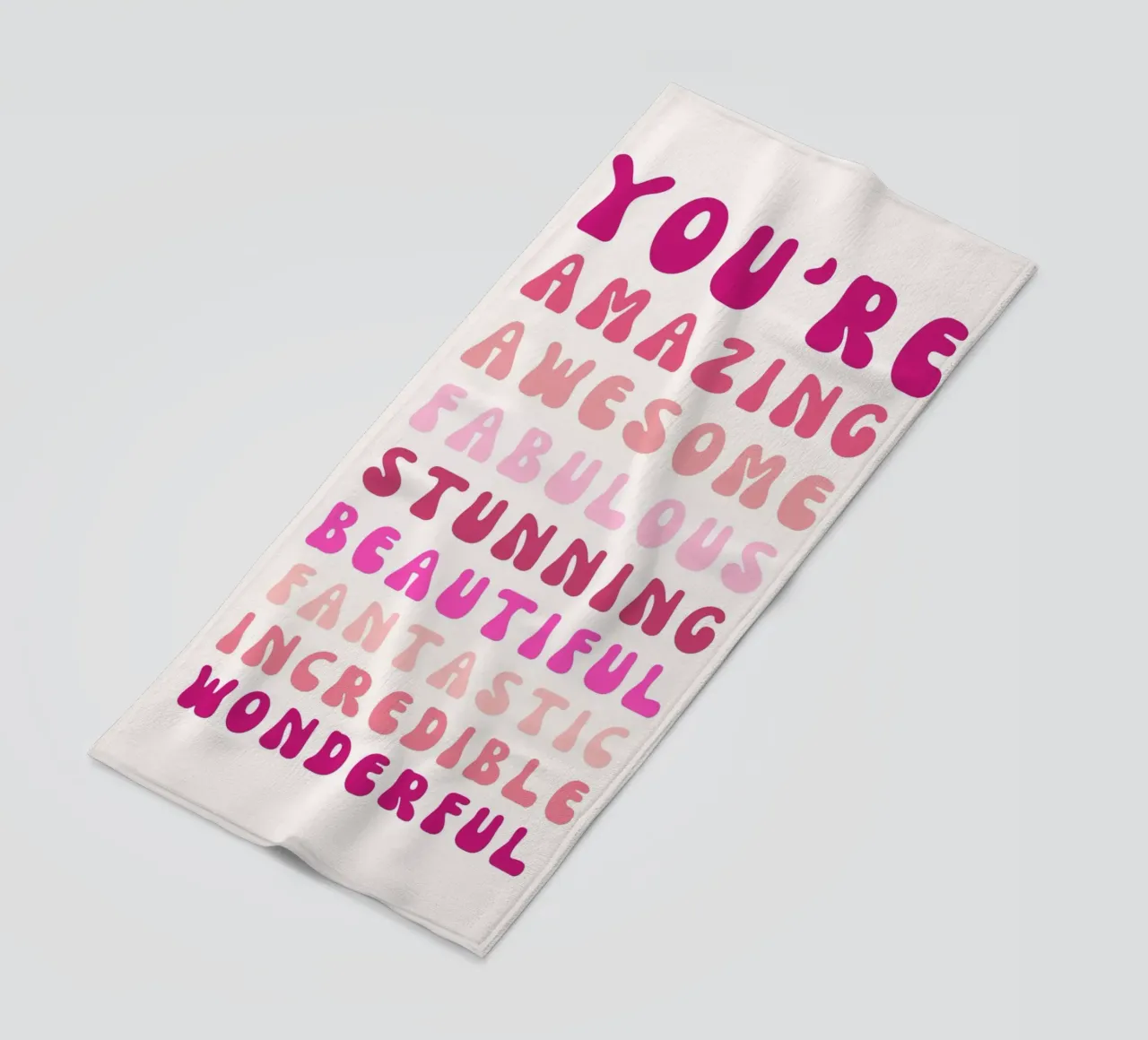 Affermazione retrò "You Are Super Amazing" Pop Art rosa telo mare da NorwesClub