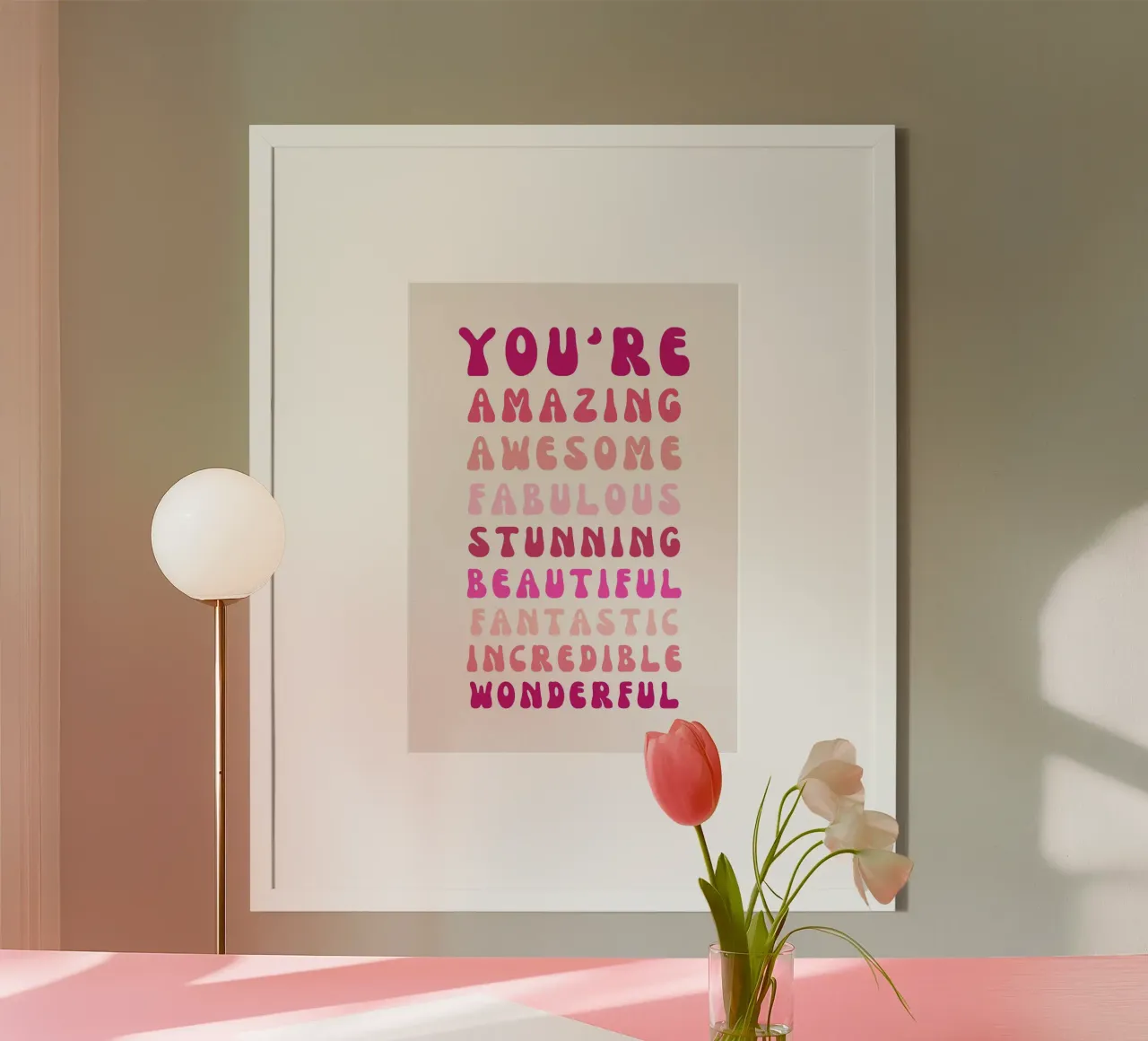 Affermazione retrò "You Are Super Amazing" Pop Art rosa carta hahnemühle da NorwesClub